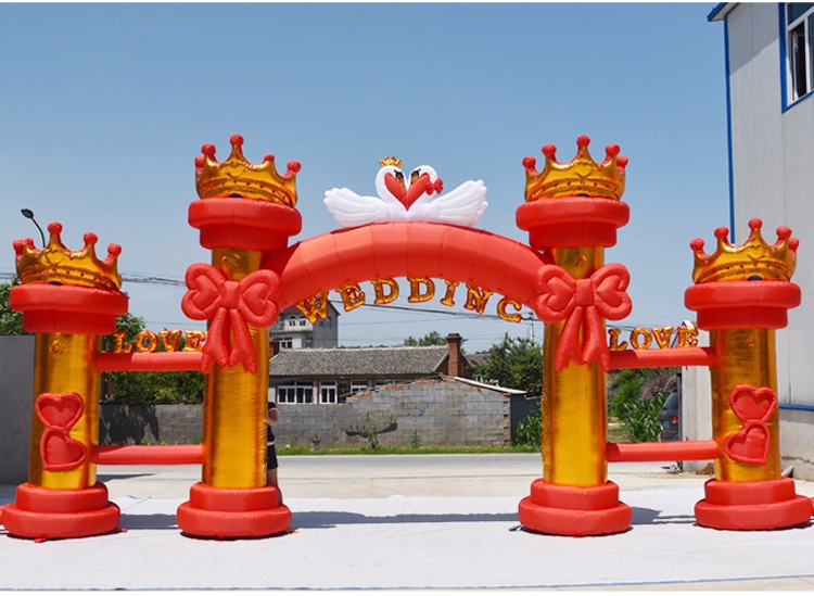 西沙红色婚庆气模拱门